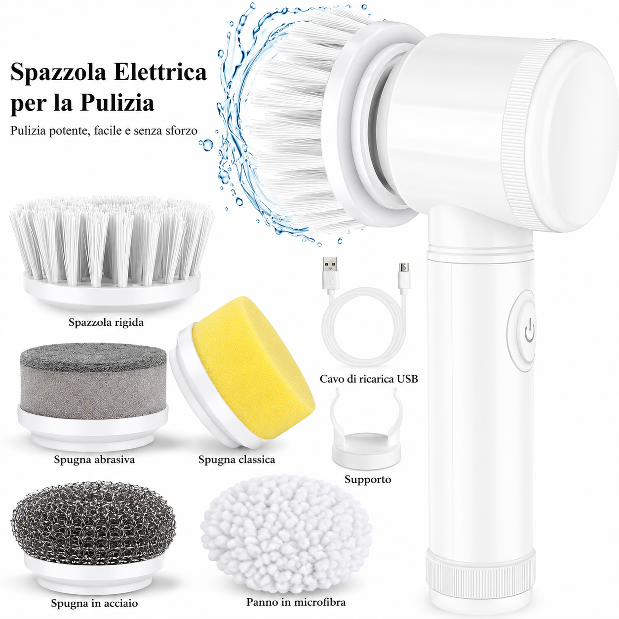 Spazzola elettrica per pulizia senza fili