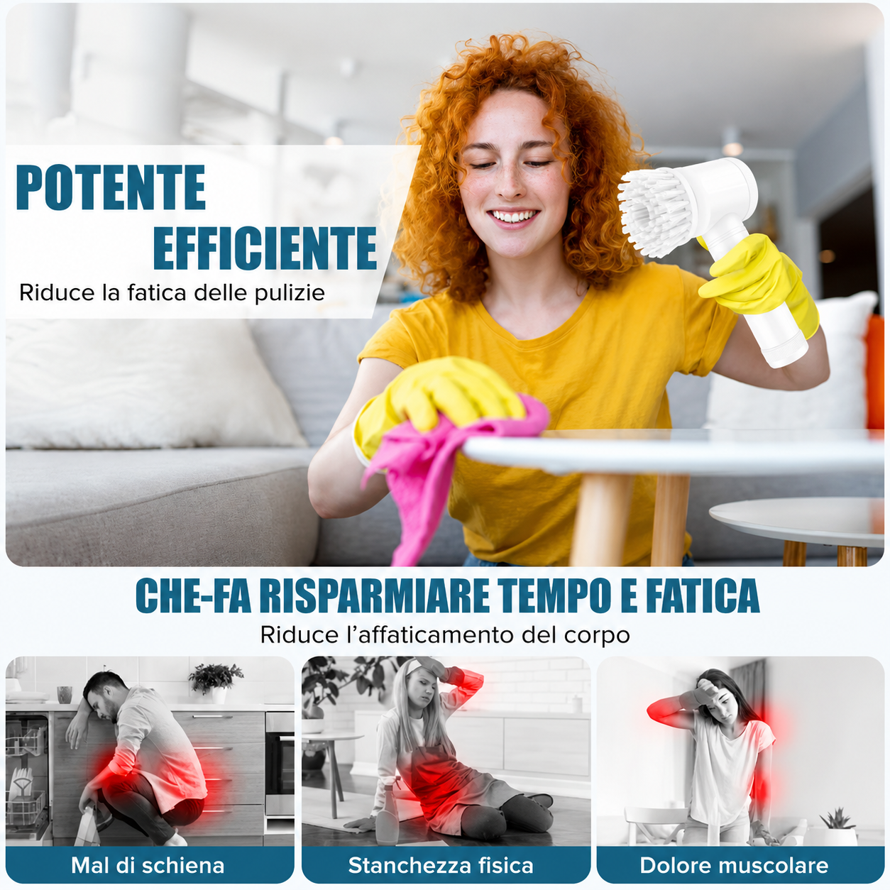 Spazzola elettrica per pulizia senza fili