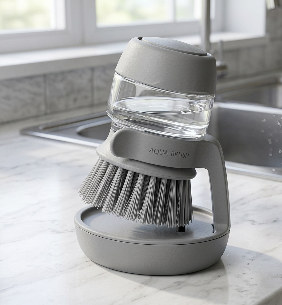 Spazzola per piatti con dispenser di sapone