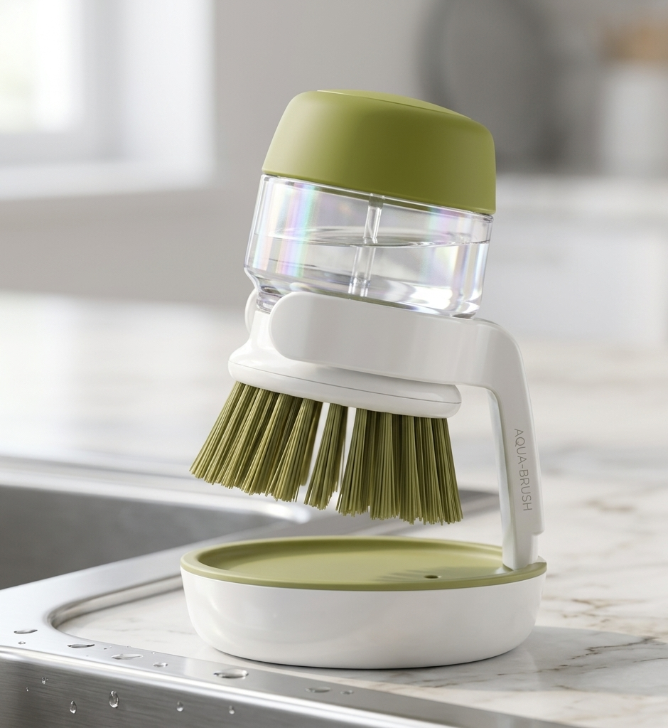 Spazzola per piatti con dispenser di sapone
