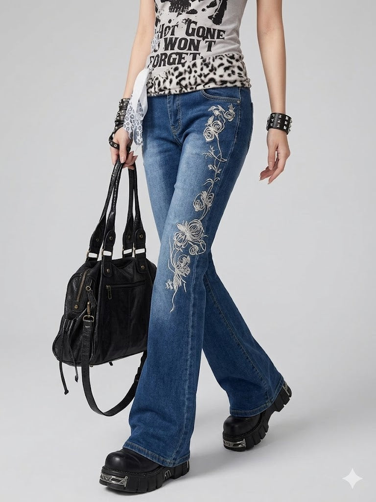 Jeans Flare Floral Vibes